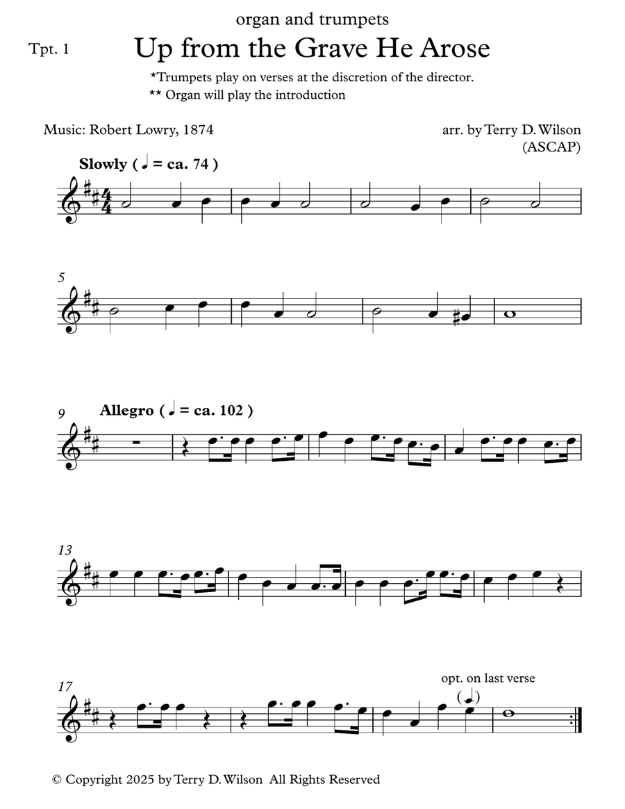 Up from the Grave He Arose Trumpet Duet scores gallery preview page 2