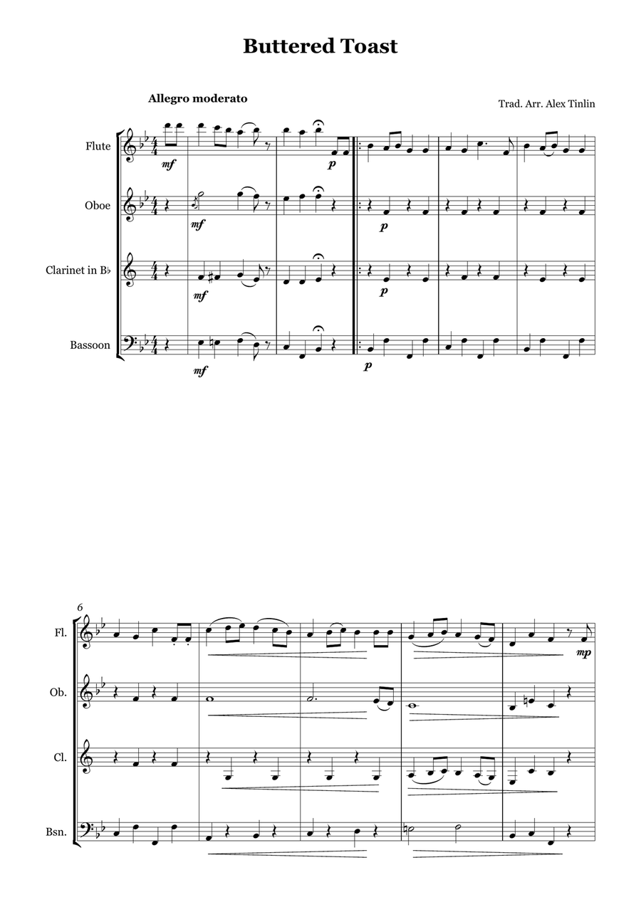 Buttered Toast Buttered Toast Woodwind Quartet scores gallery preview page 2