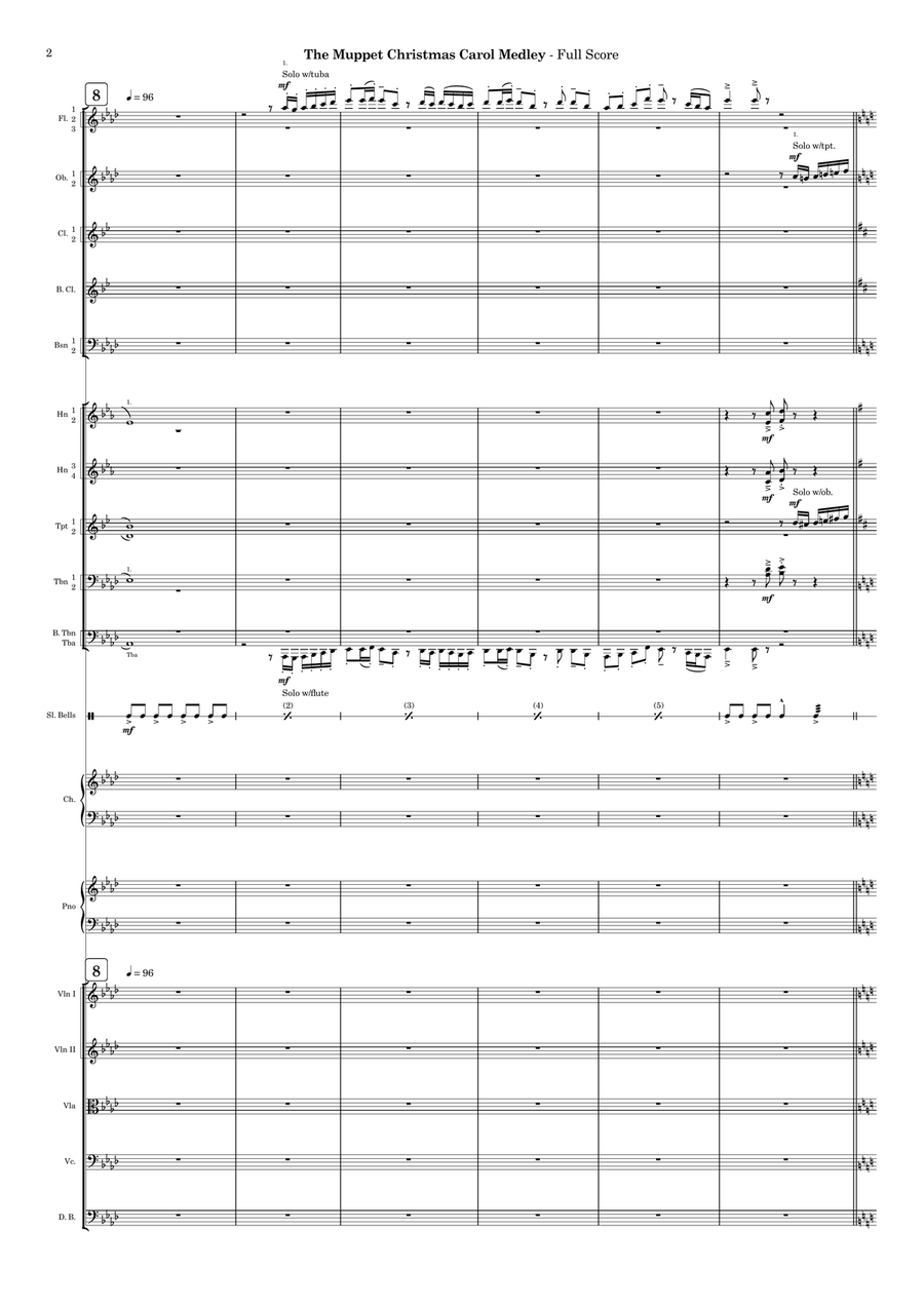 Medley: Overture with Scrooge, One More Sleep 'til Christmas, and It Feels Like Christmas Full Orchestra scores gallery preview page 2
