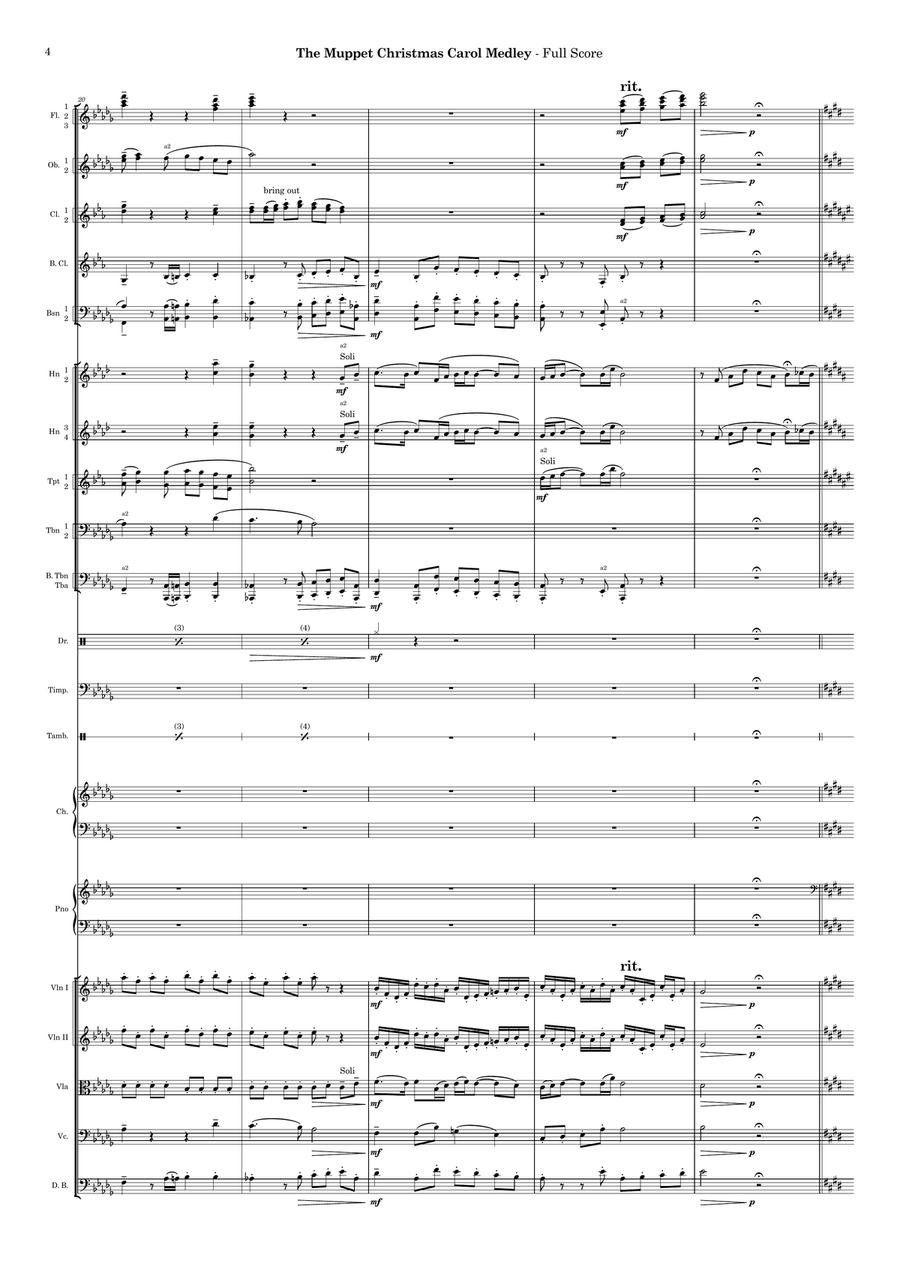 Medley: Overture with Scrooge, One More Sleep 'til Christmas, and It Feels Like Christmas Full Orchestra scores gallery preview page 4