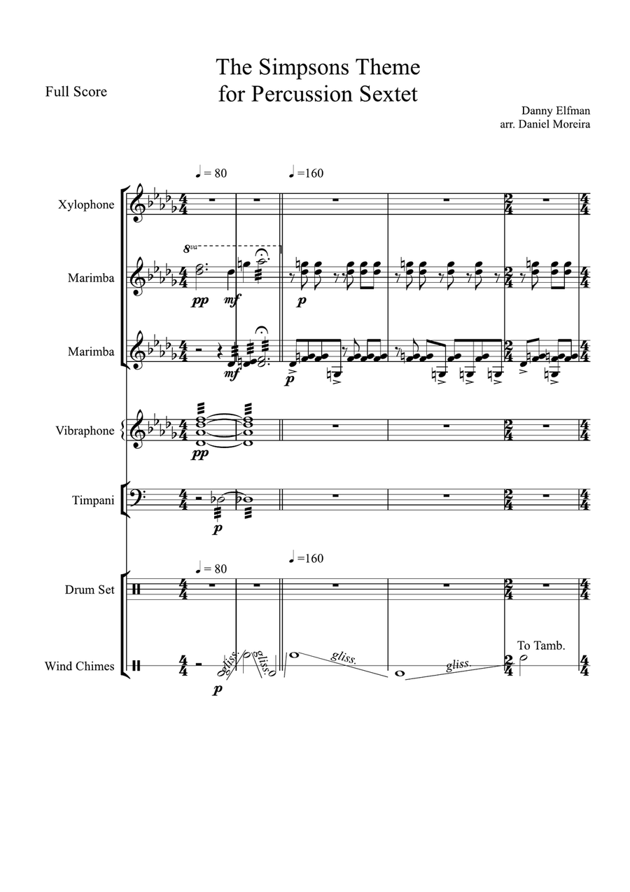 Theme From The Simpsons Percussion Ensemble scores gallery preview page 1