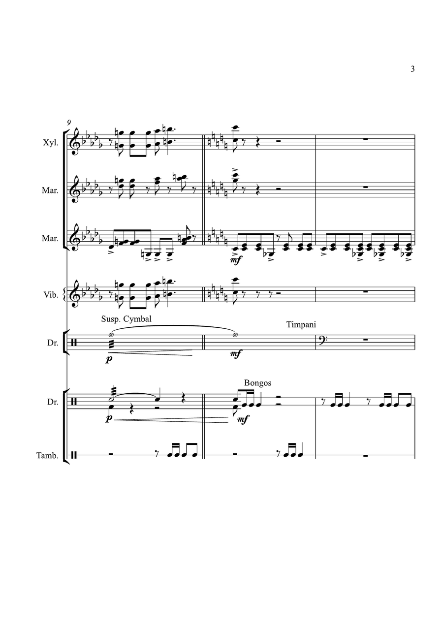 Theme From The Simpsons Percussion Ensemble scores gallery preview page 3