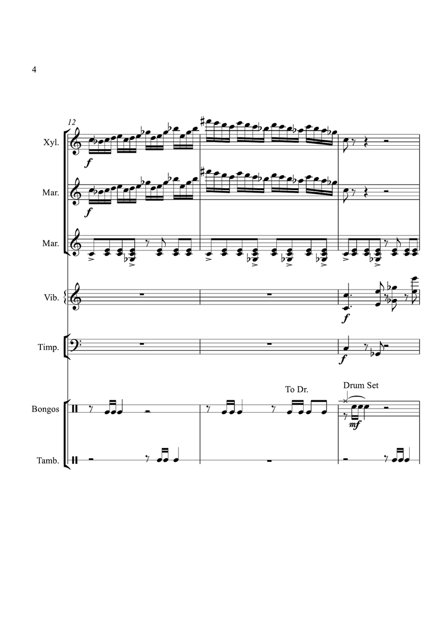 Theme From The Simpsons Percussion Ensemble scores gallery preview page 4