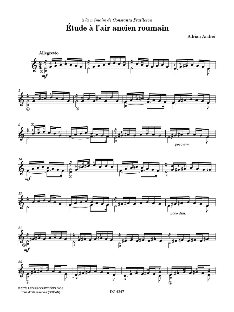 Étude à l'air ancien roumain Classical Guitar scores gallery preview page 2