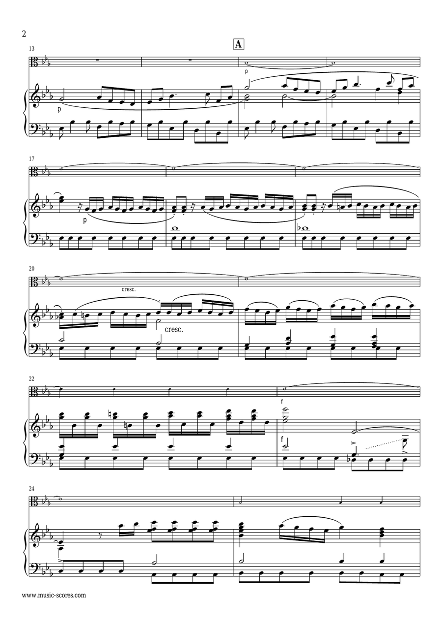 1st Movement, Allegro Moderato, from Mozart's Horn Concerto No.4: Viola and Piano Piano scores gallery preview page 2
