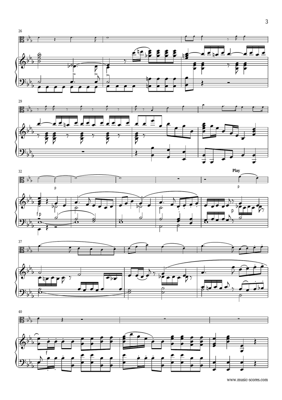 1st Movement, Allegro Moderato, from Mozart's Horn Concerto No.4: Viola and Piano Piano scores gallery preview page 3