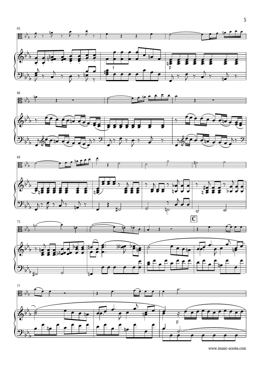 1st Movement, Allegro Moderato, from Mozart's Horn Concerto No.4: Viola and Piano Piano scores gallery preview page 5