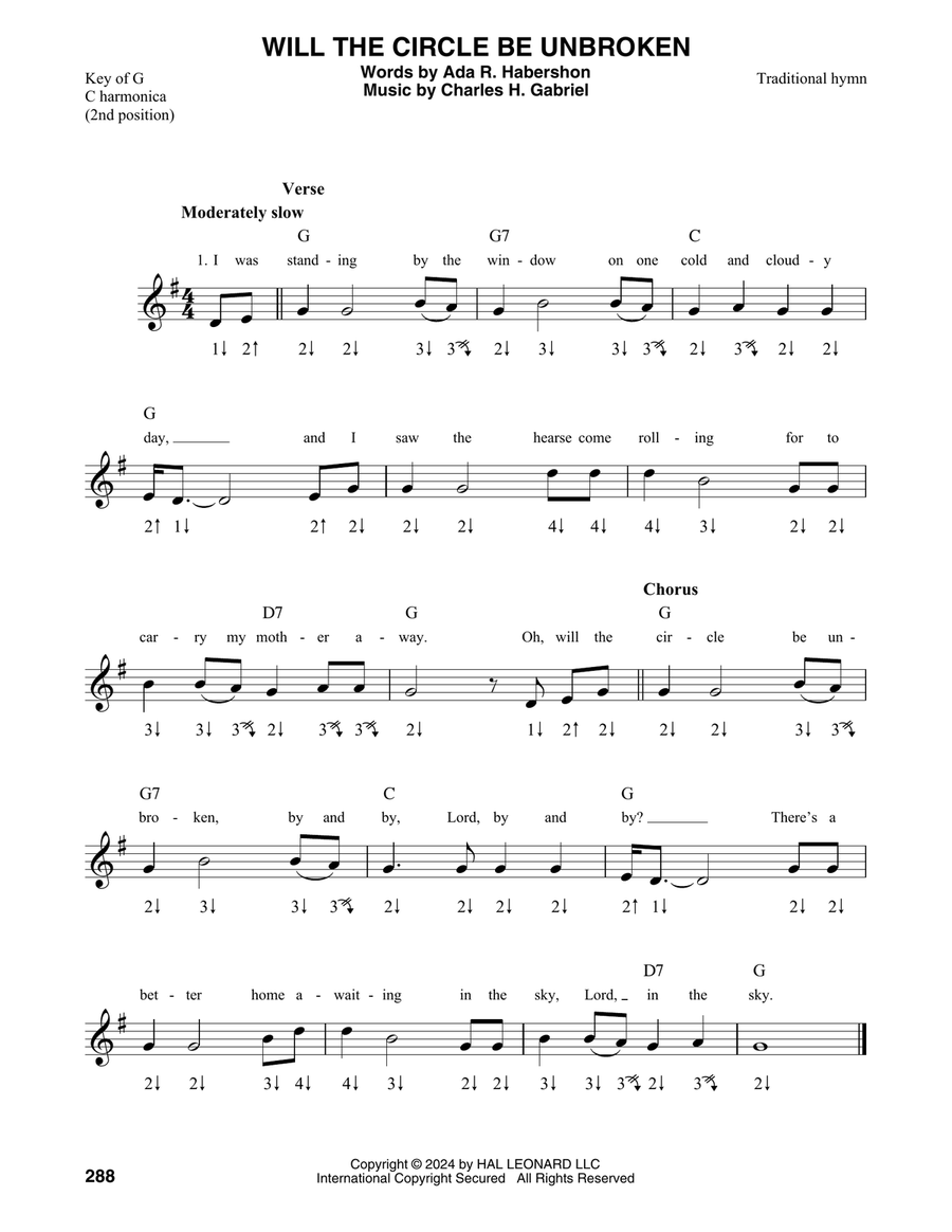 Will The Circle Be Unbroken Harmonica scores gallery preview page 1