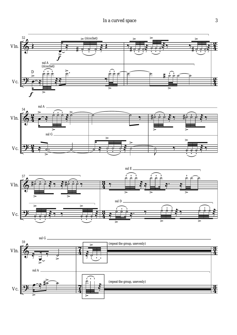 IN A CURVED SPACE for violin and cello String Duet scores gallery preview page 4