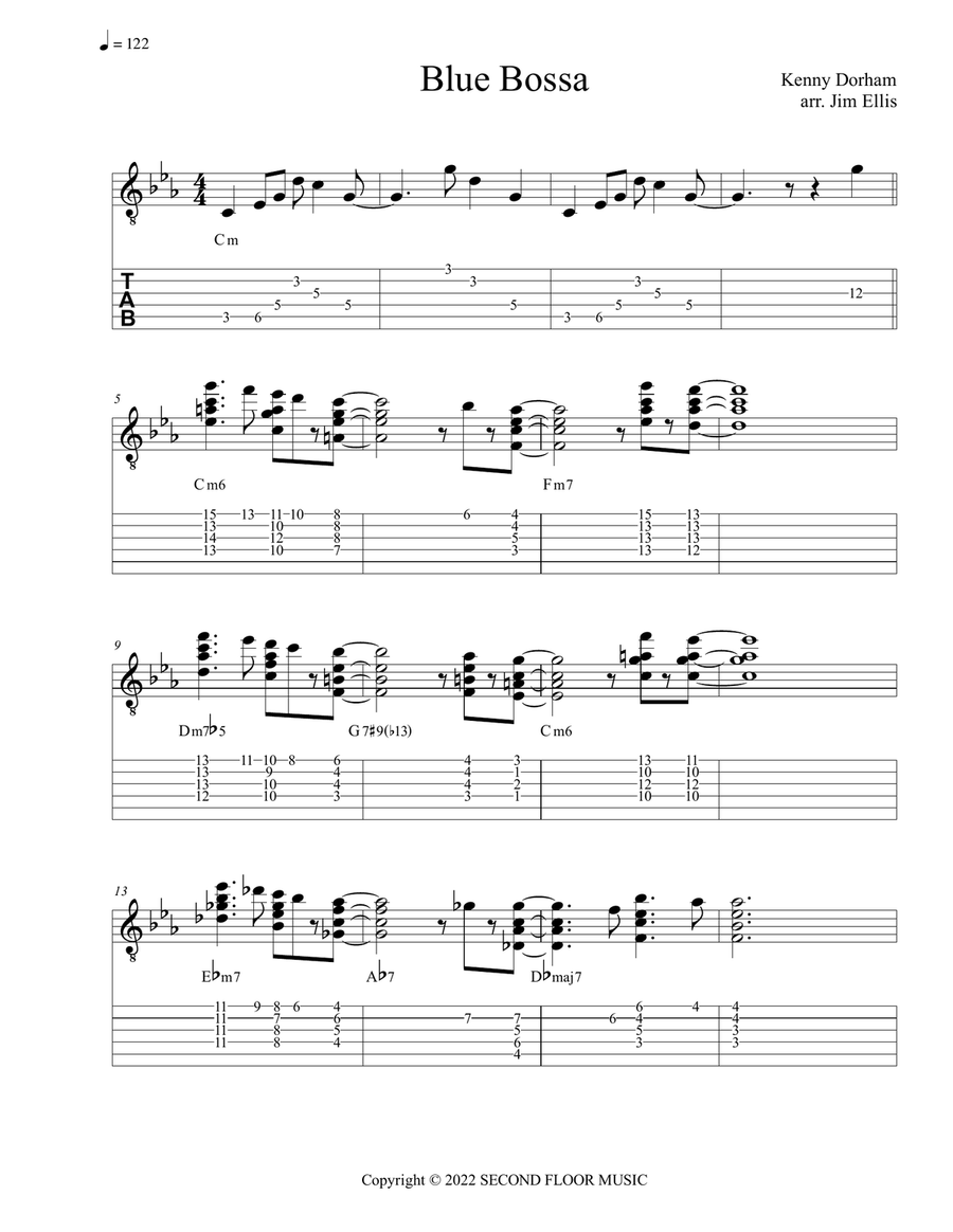 The Crying Song Lyric To Blue Bossa Electric Guitar scores gallery preview page 1