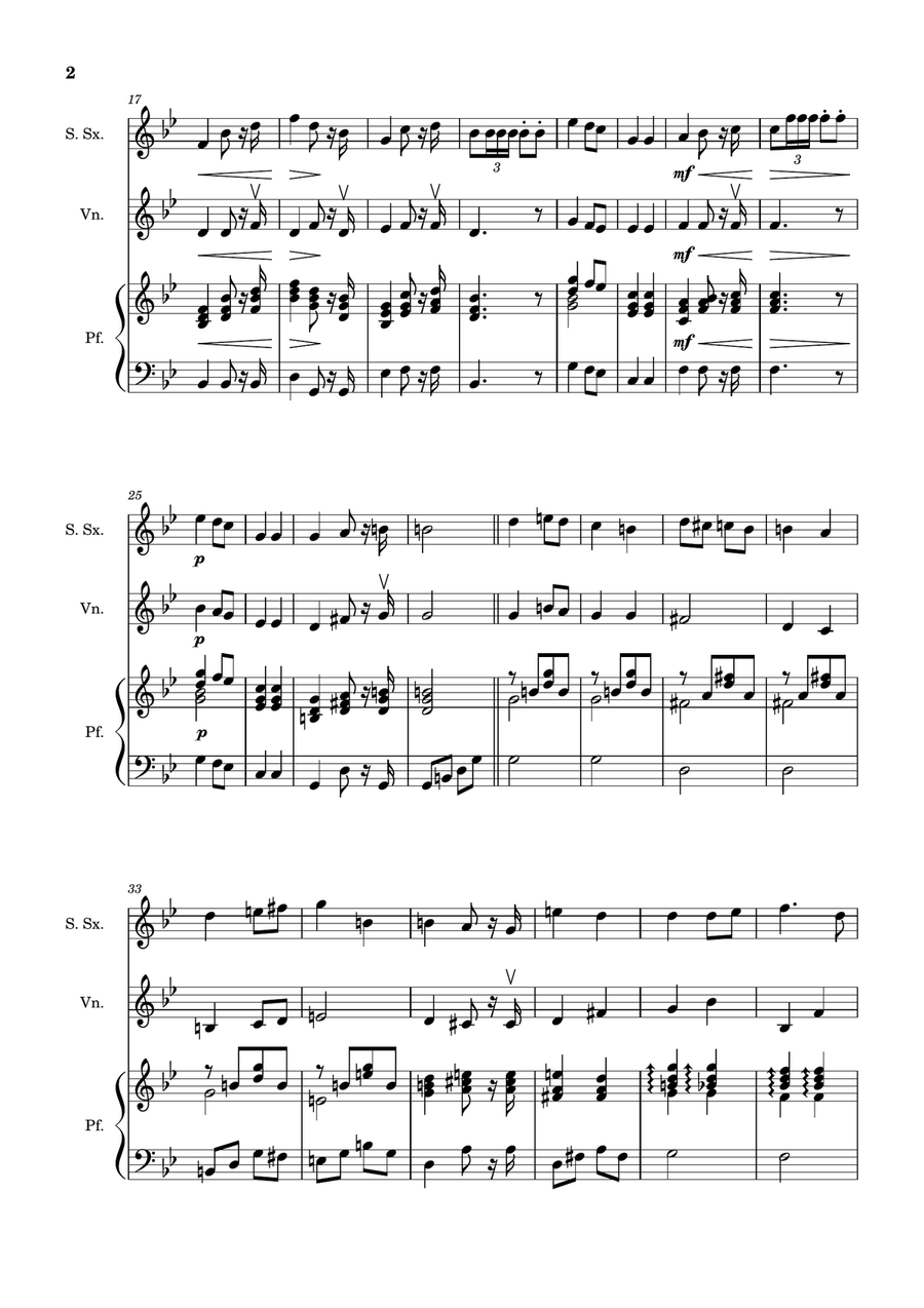 Bridal Chorus. R. Wagner - S. Sax., Violin and Piano. Score and Parts. Chamber Music scores gallery preview page 2