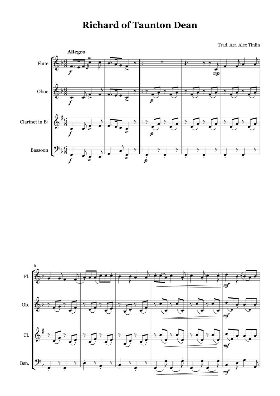 Richard of Taunton Dean Richard of Taunton Dean Woodwind Quartet scores gallery preview page 2