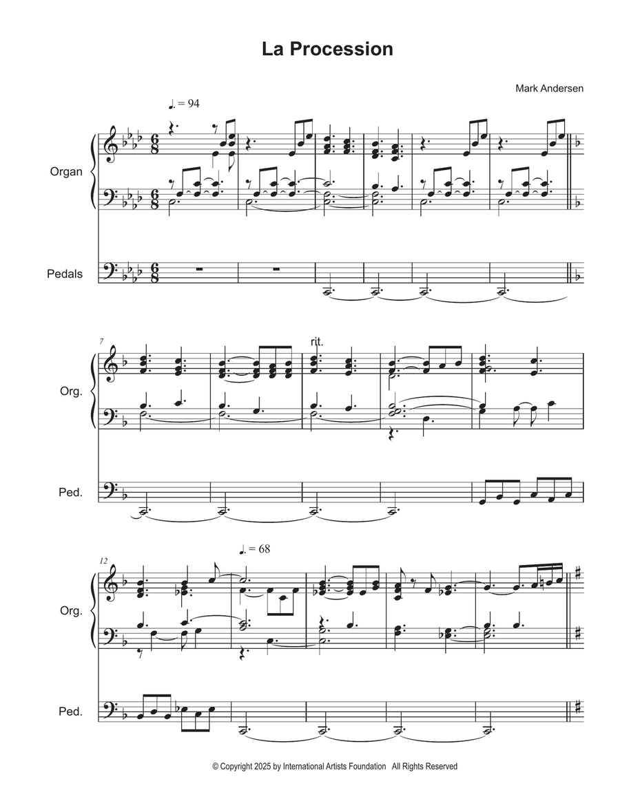 La Procession for organ by Mark Andersen Organ Solo scores gallery preview page 2
