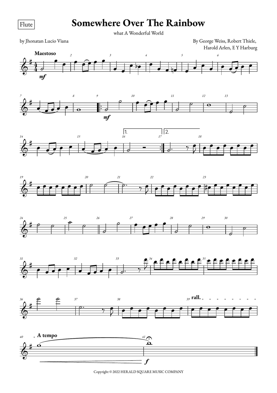 Somewhere Over The Rainbow/what A Wonderful World Woodwind Quartet scores gallery preview page 4