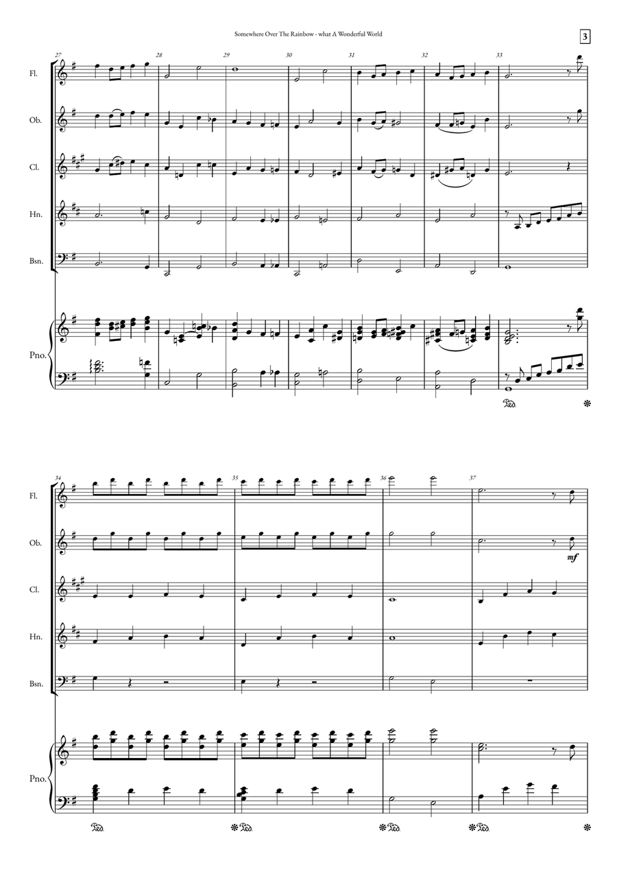 Somewhere Over The Rainbow/what A Wonderful World Small Ensemble scores gallery preview page 3