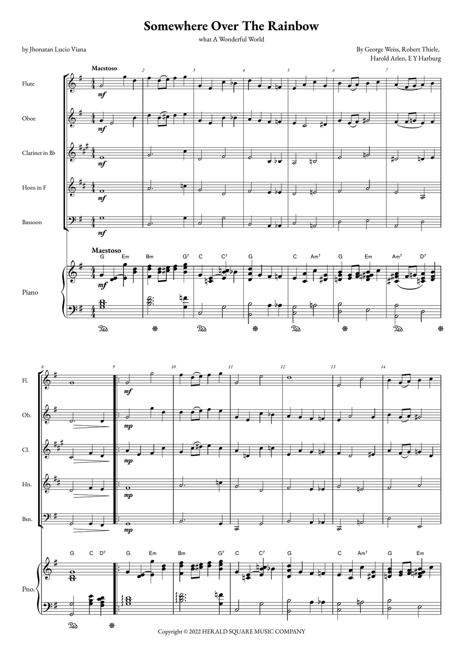 Somewhere Over The Rainbow/what A Wonderful World Small Ensemble scores gallery preview page 1