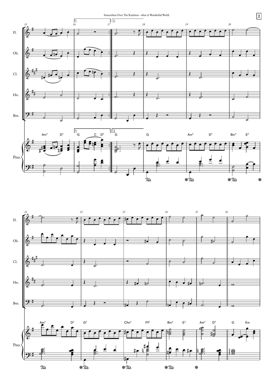 Somewhere Over The Rainbow/what A Wonderful World Small Ensemble scores gallery preview page 2