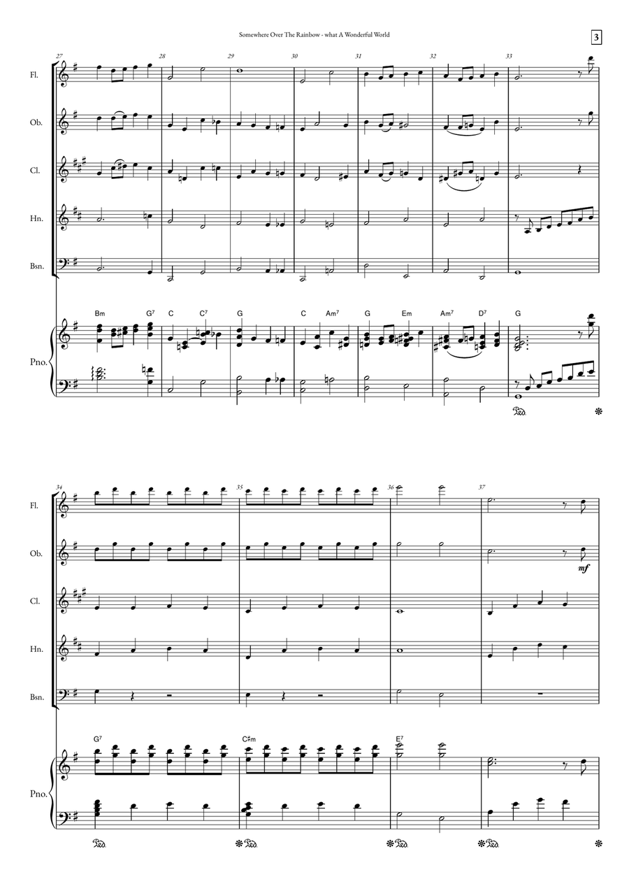 Somewhere Over The Rainbow/what A Wonderful World Small Ensemble scores gallery preview page 3