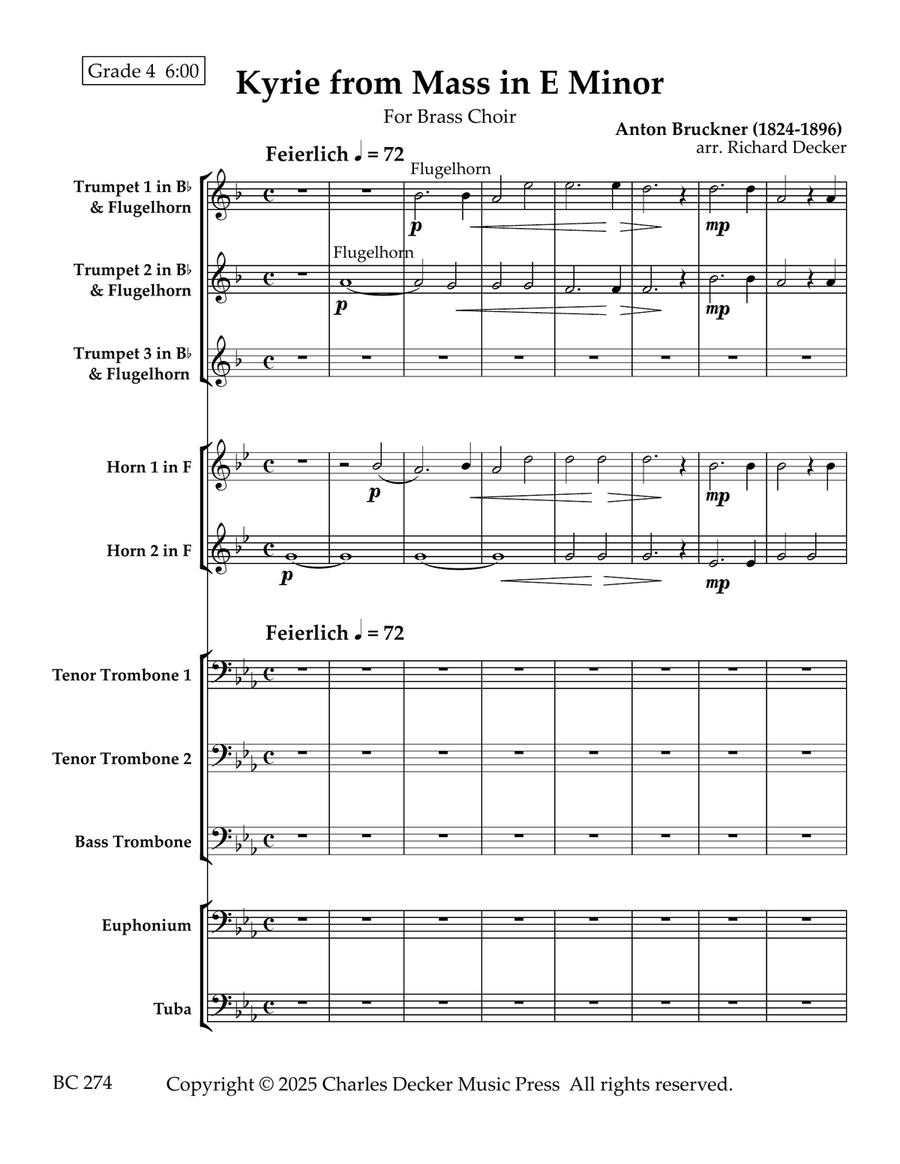 Kyrie from Mass in E minor for Brass Choir Euphonium scores gallery preview page 2