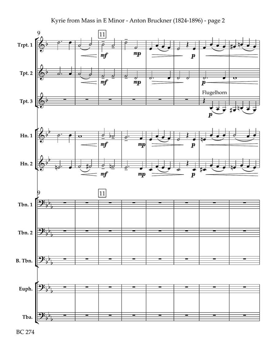 Kyrie from Mass in E minor for Brass Choir Euphonium scores gallery preview page 3