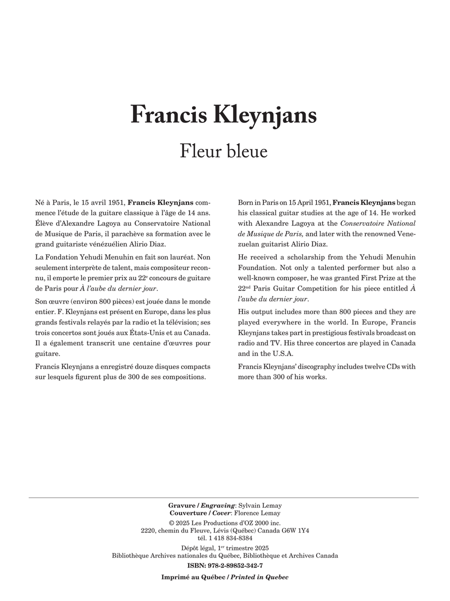 Fleur bleue Fleur bleue Classical Guitar scores gallery preview page 2