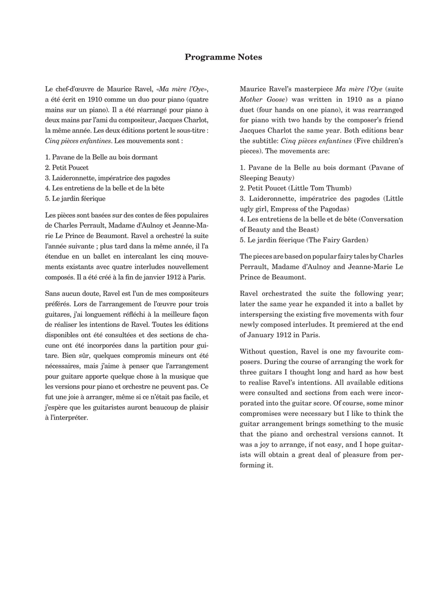 Ma mère l’Oye Guitar Ensemble scores gallery preview page 3