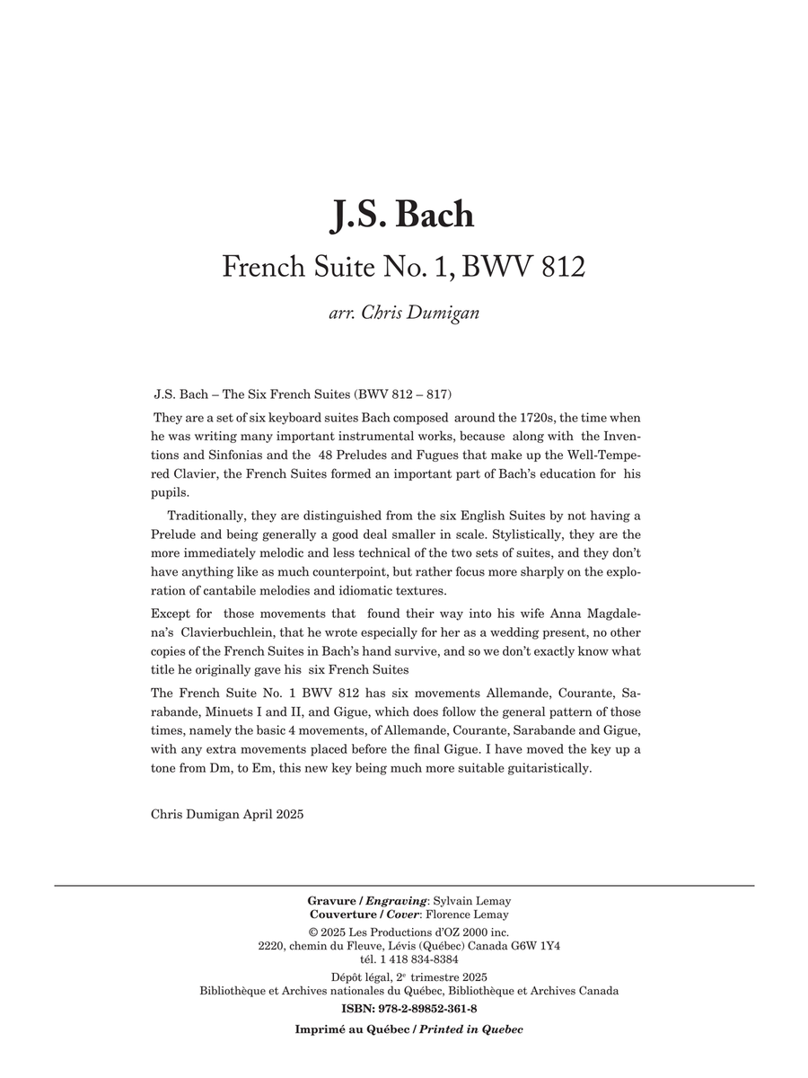 French Suite No. 1, BWV 812 Classical Guitar scores gallery preview page 2