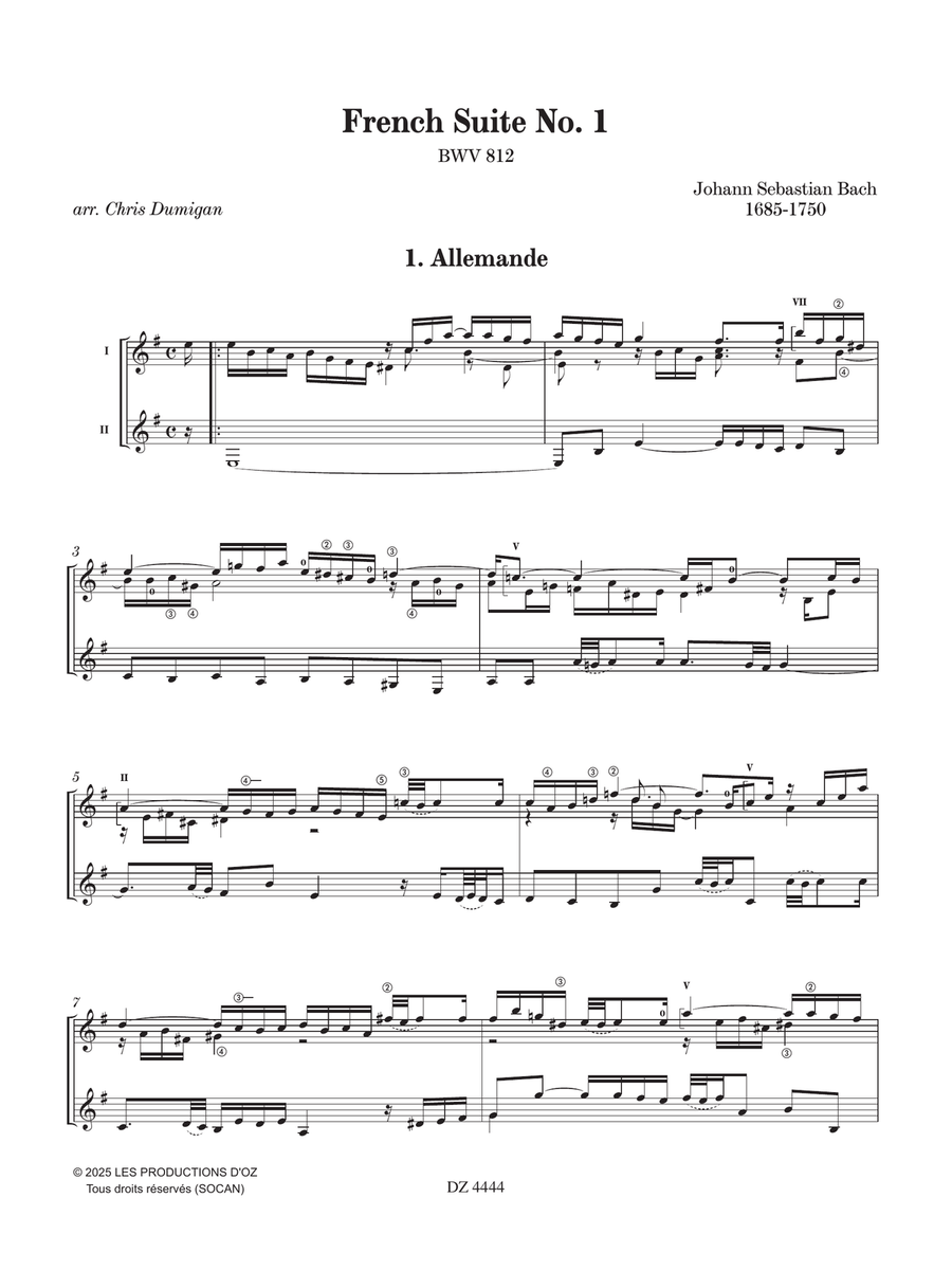 French Suite No. 1, BWV 812 Classical Guitar scores gallery preview page 4