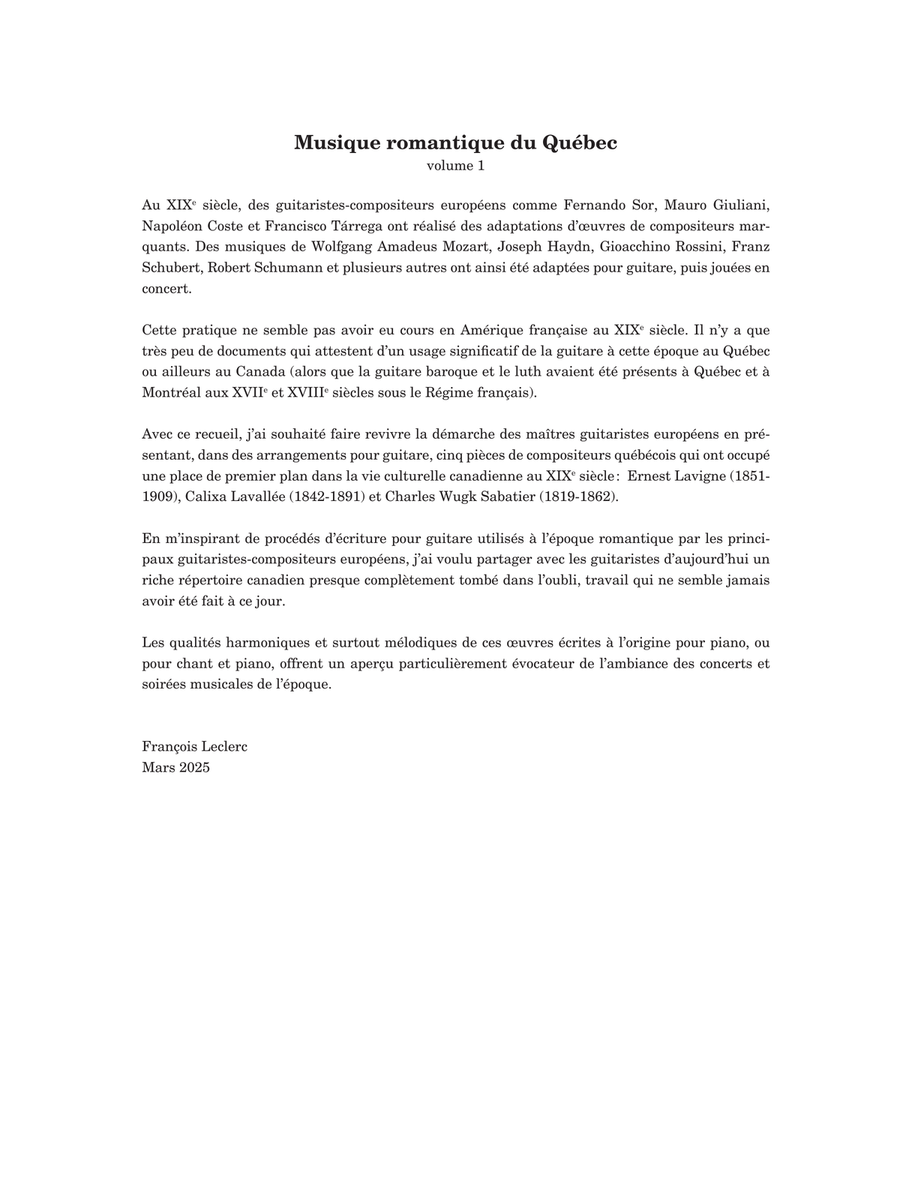 Musique romantique du Québec, vol. 1 Classical Guitar scores gallery preview page 3