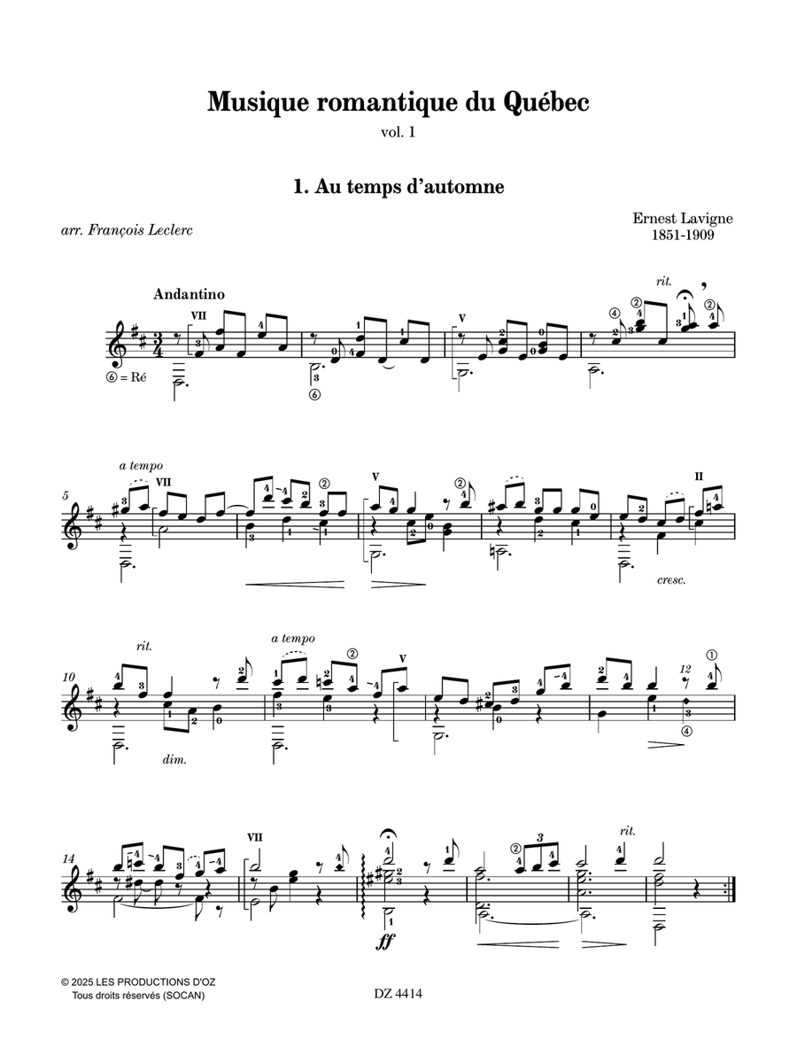 Musique romantique du Québec, vol. 1 Classical Guitar scores gallery preview page 4