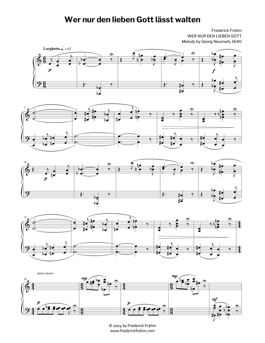 Wer nur den lieben Gott lasst walten Piano Solo scores gallery preview page 1