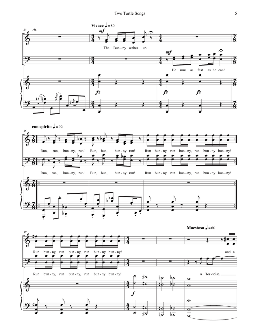 Two Turtle Songs Two Turtle Songs 4-Part scores gallery preview page 5