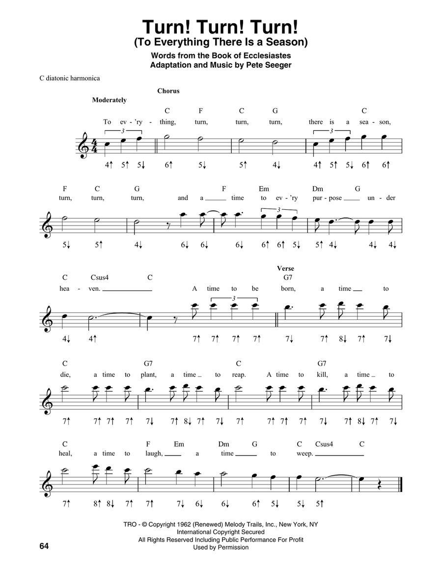 Turn! Turn! Turn! (To Everything There Is A Season) Harmonica scores gallery preview page 1