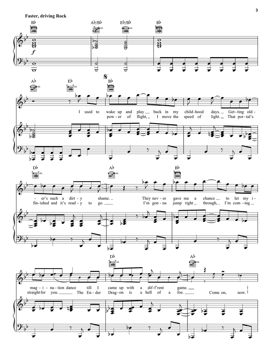 I Feel Alive (from A Minecraft Movie) Piano, Vocal, Guitar scores gallery preview page 3
