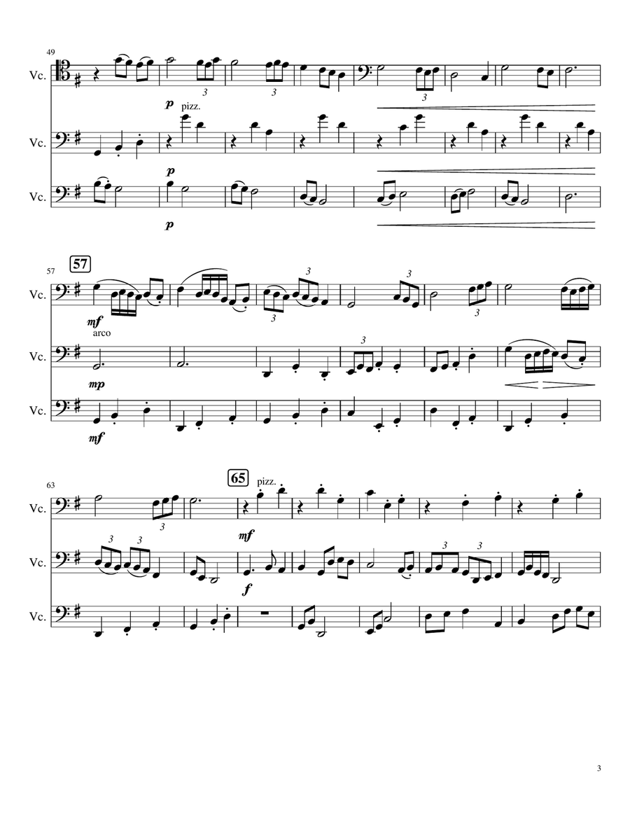 Waltz for Three Cellists Waltz for Three Cellists String Trio scores gallery preview page 3