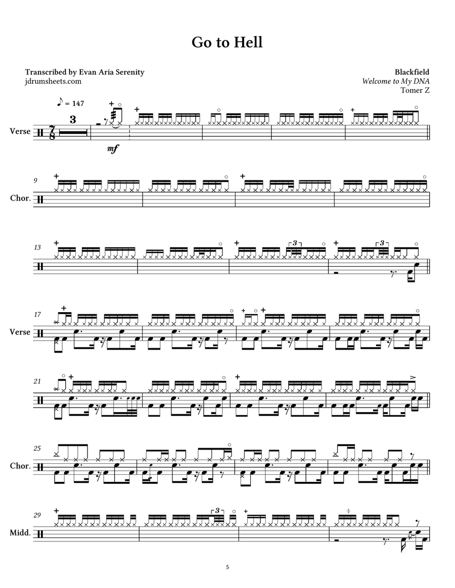 Go To Hell Go To Hell Drum Set scores gallery preview page 1