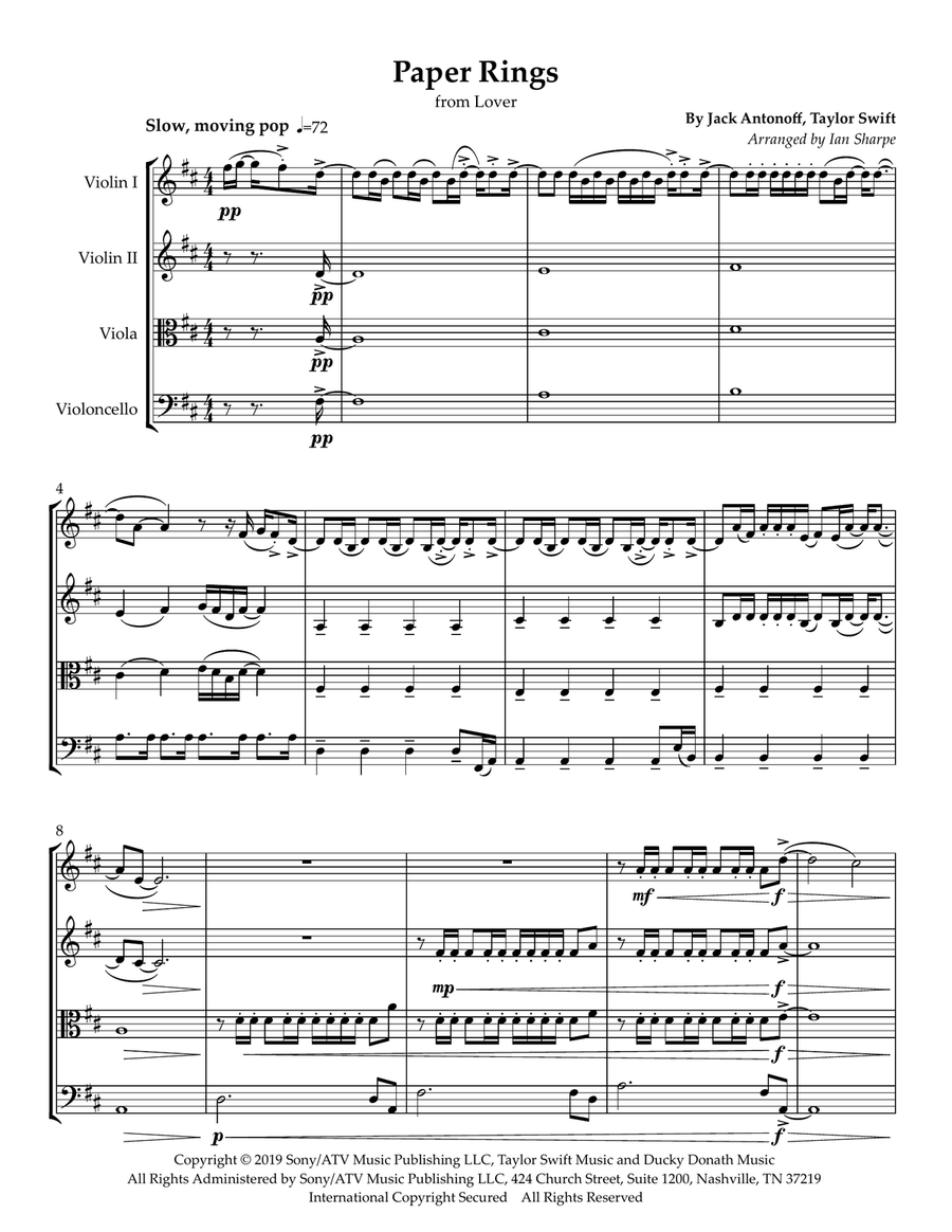Paper Rings Paper Rings String Quartet scores gallery preview page 1