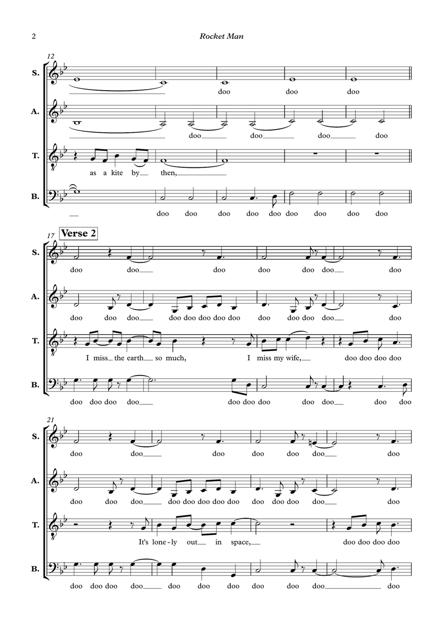 Rocket Man (I Think It's Gonna Be A Long Long Time) 4-Part scores gallery preview page 2