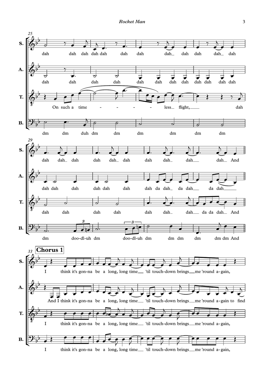 Rocket Man (I Think It's Gonna Be A Long Long Time) 4-Part scores gallery preview page 3