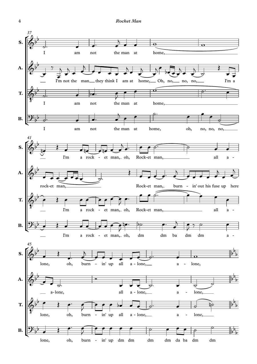 Rocket Man (I Think It's Gonna Be A Long Long Time) 4-Part scores gallery preview page 4