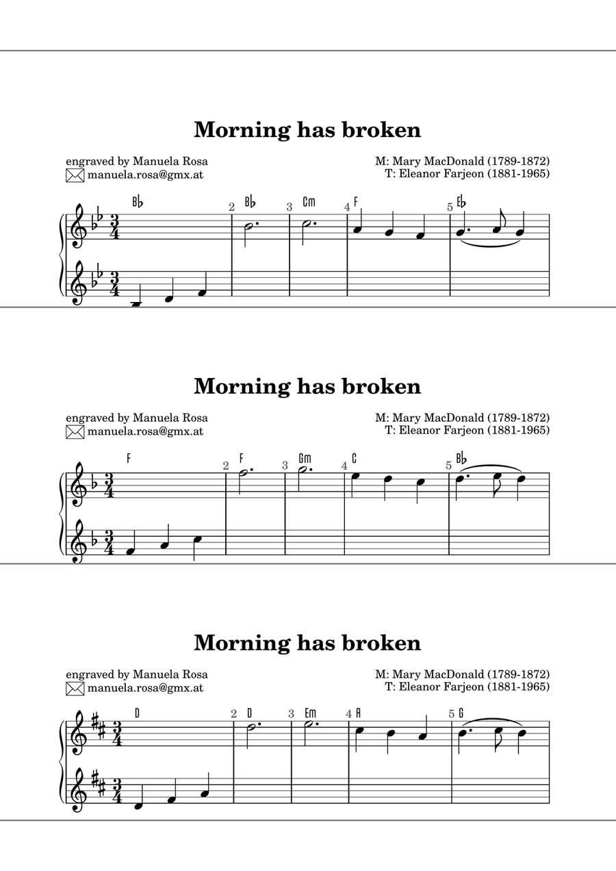 Morning has broken (very easy piano version, single handed) Piano Method scores gallery preview page 2