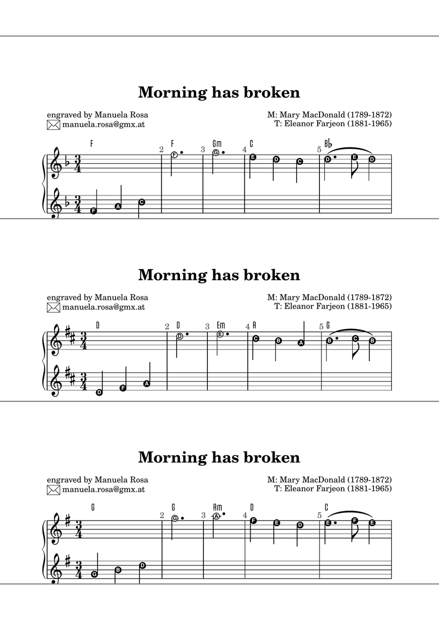 Morning has broken (very easy piano version, single handed) Piano Method scores gallery preview page 5