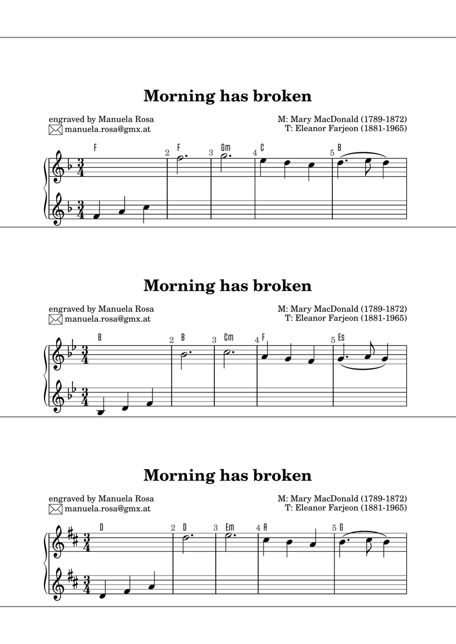 Morning has broken (very easy piano version, single handed) Piano Method scores gallery preview page 6