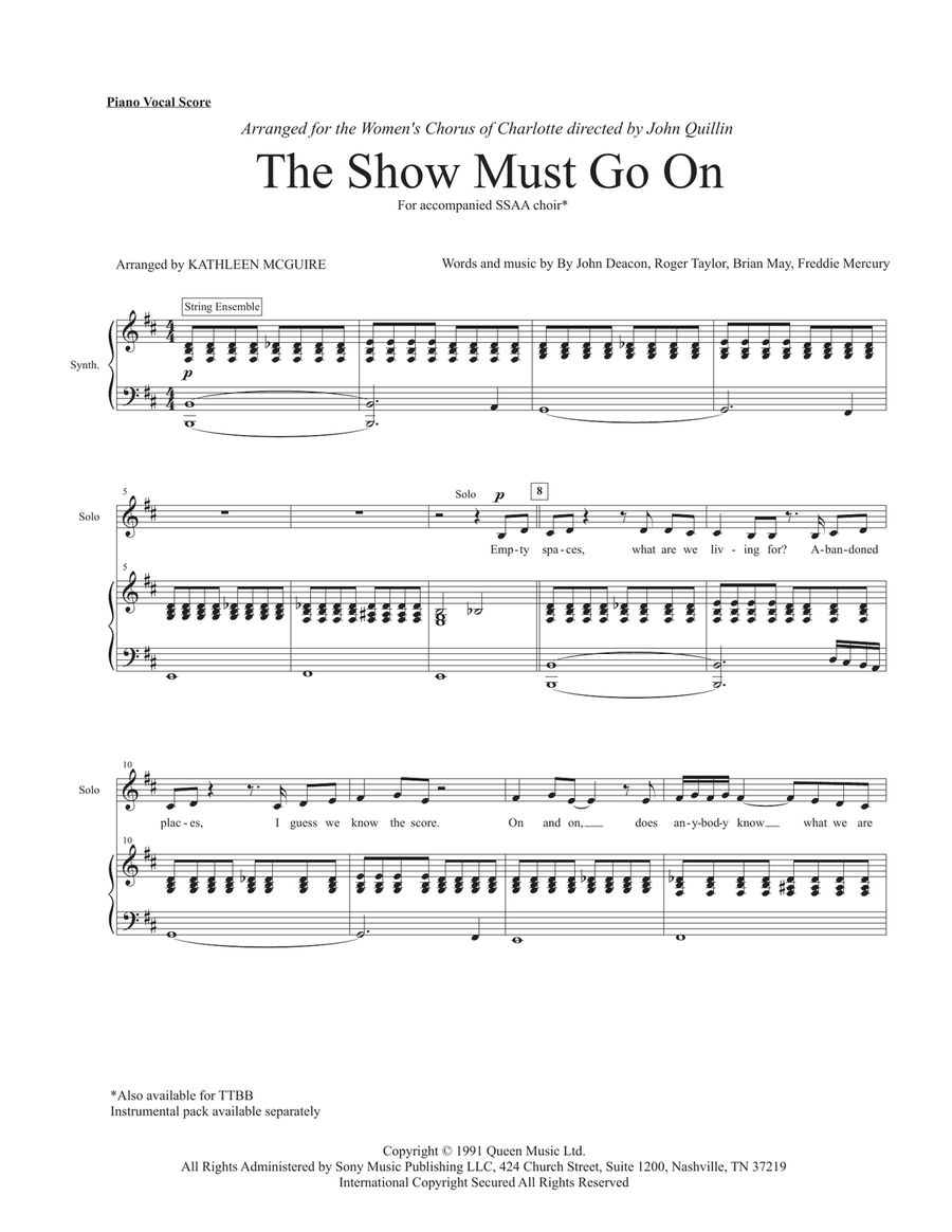 The Show Must Go On SSAA scores gallery preview page 1