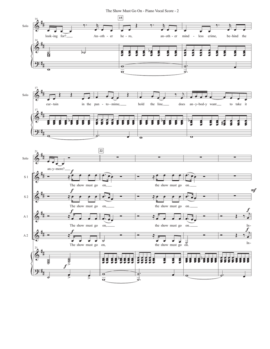 The Show Must Go On SSAA scores gallery preview page 2