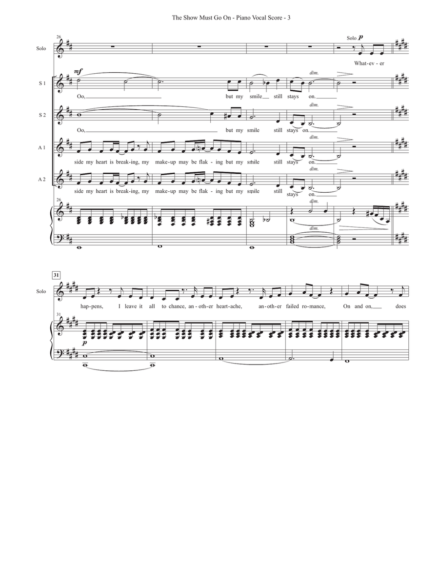 The Show Must Go On SSAA scores gallery preview page 3