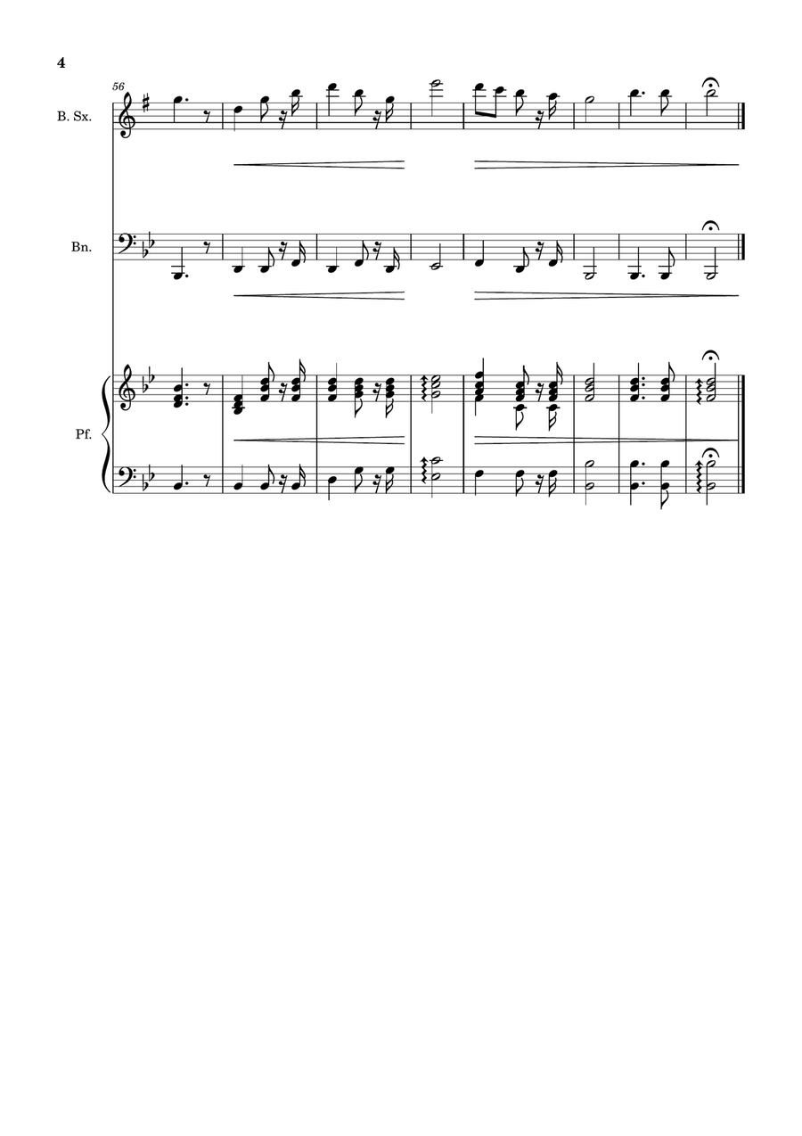 Bridal Chorus. R. Wagner - B. Sax., Bassoon and Piano. Score and Parts. Woodwind Duet scores gallery preview page 4