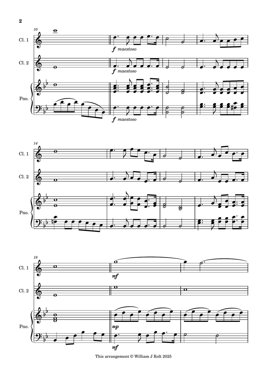Have you any room for Jesus? (for 2 clarinets and piano) Clarinet Duet scores gallery preview page 2