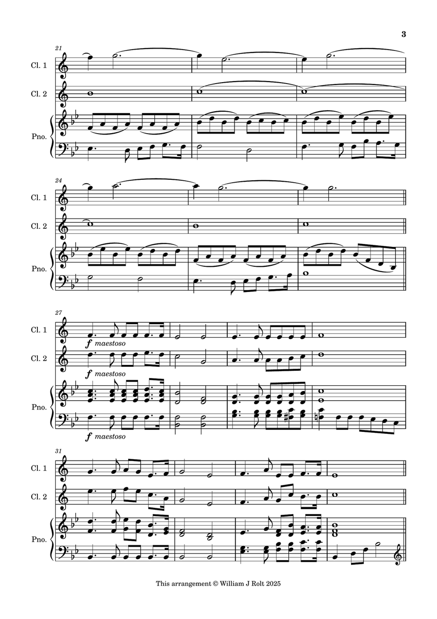 Have you any room for Jesus? (for 2 clarinets and piano) Clarinet Duet scores gallery preview page 3