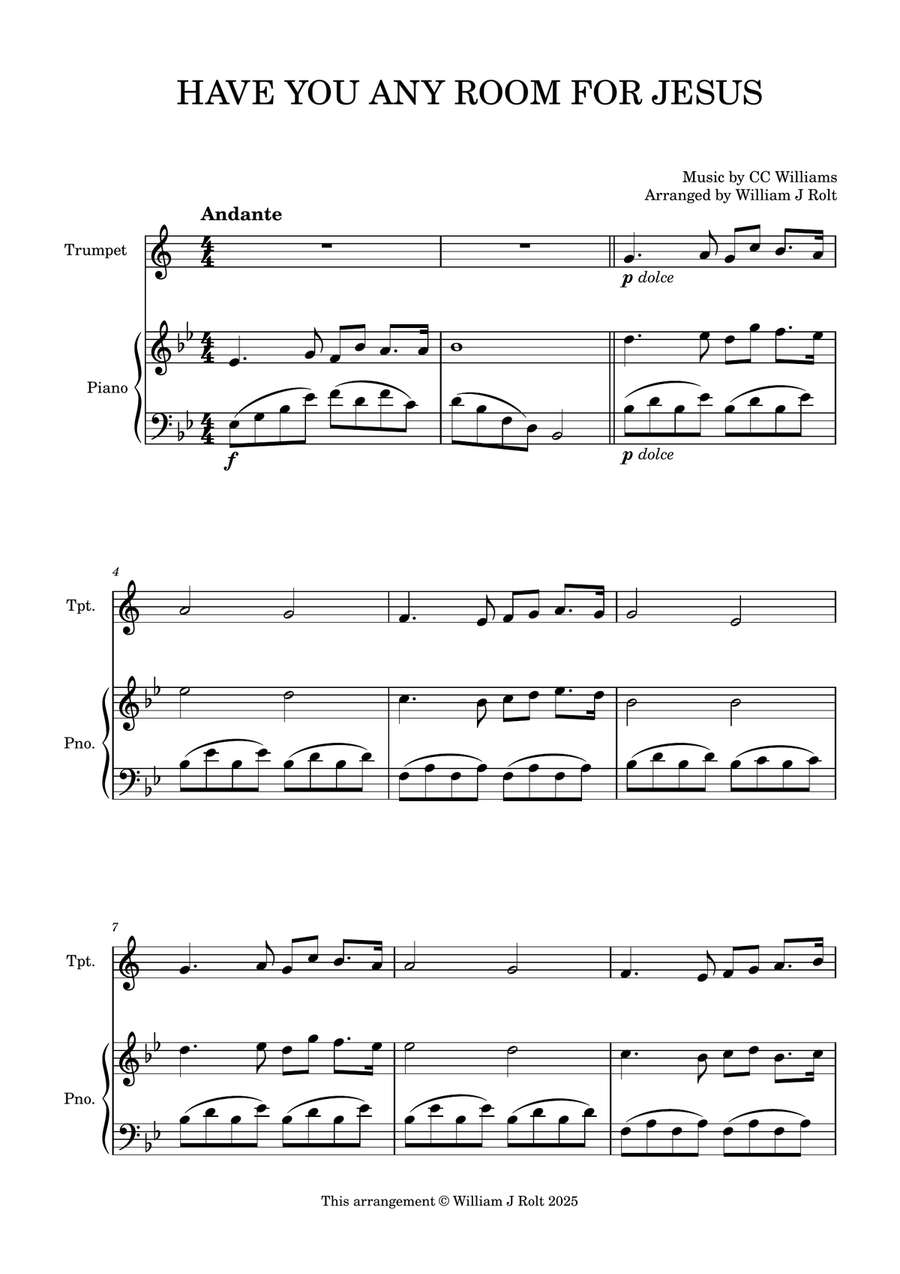 Have you any room for Jesus? (for trumpet and piano) B-Flat Trumpet scores gallery preview page 1